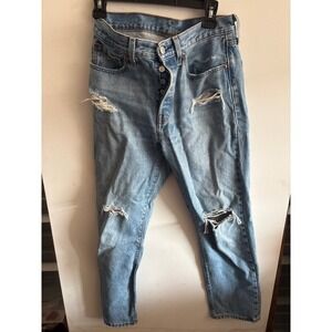 Levi's 501 Distressed Ripped Light Wash Denim Jeans 27x28 universal